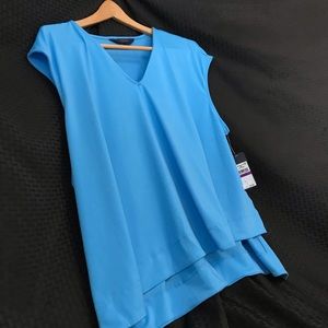 Rachel Roy Bina V-Neck Top Blue Jasmin Sleeveless